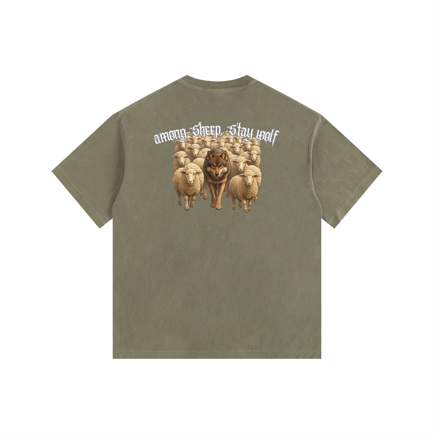 among sheep, stay wolf - Vintage Washed Oversized Cotton T-Shirt
