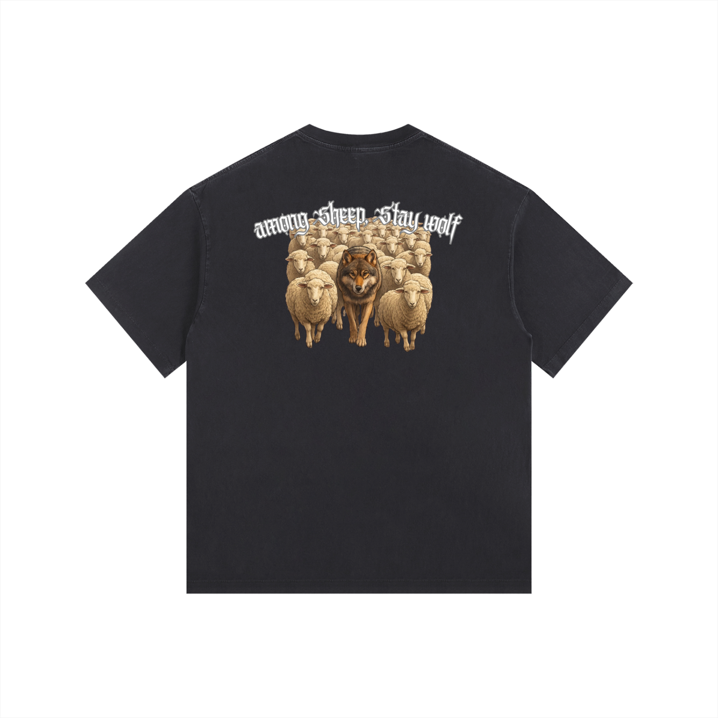 among sheep, stay wolf - Vintage Washed Oversized Cotton T-Shirt