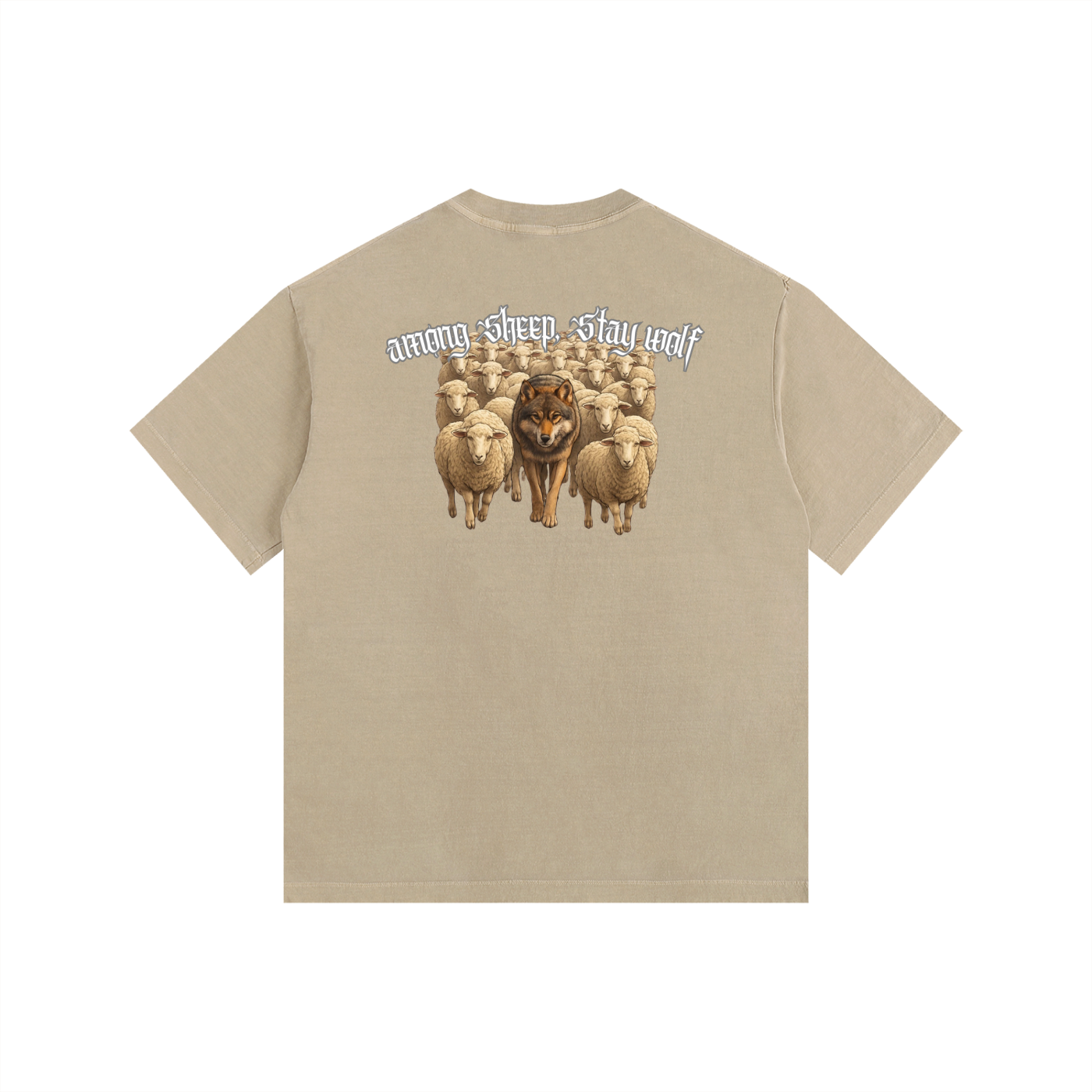 among sheep, stay wolf - Vintage Washed Oversized Cotton T-Shirt